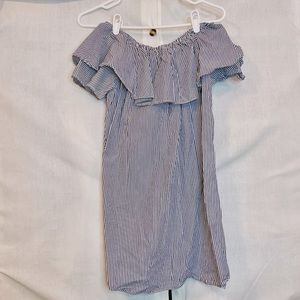 Black and White Striped Off Shoulder Dress